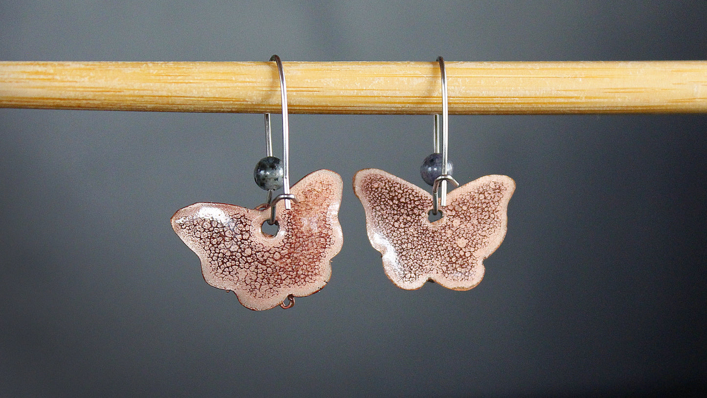 Filigree Enamel Blue Butterfly Earrings