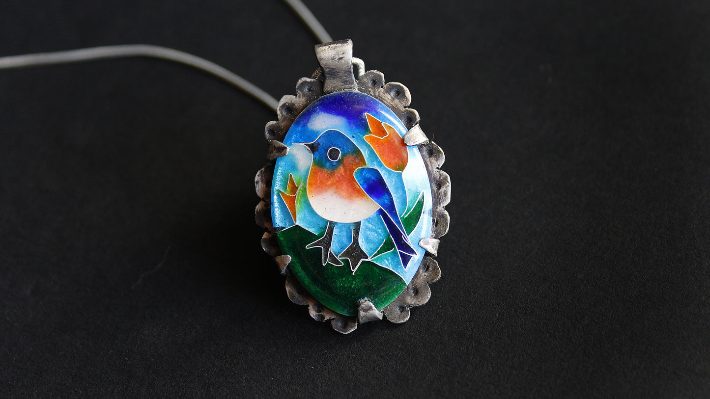 Cloisonné Enamel Bird Pendant