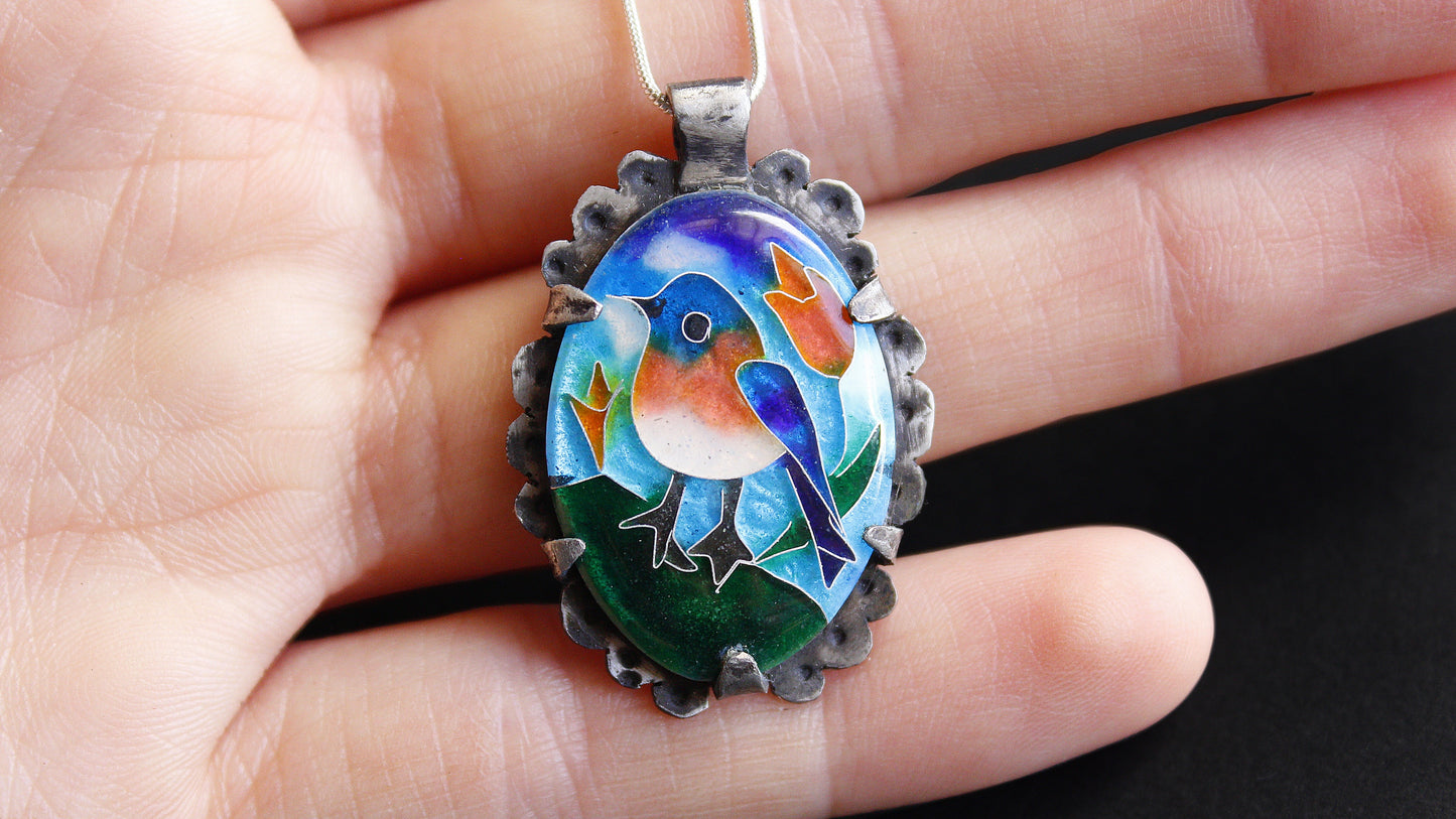 Cloisonné Enamel Bird Pendant