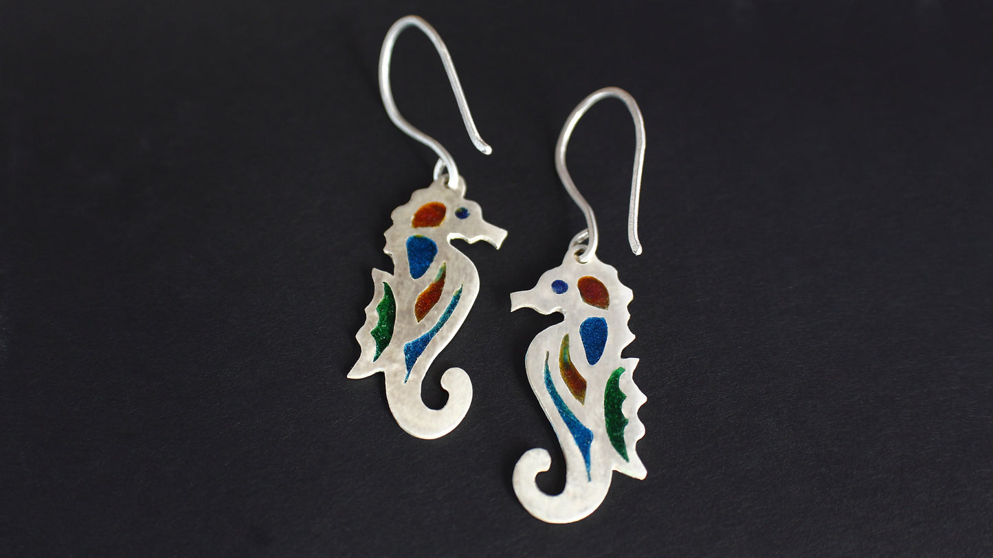 Plique-a-jour Seahorse Earrings