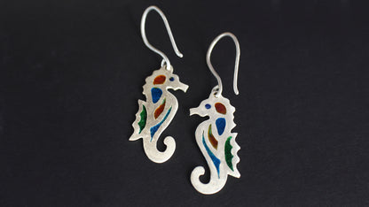 Plique-a-jour Seahorse Earrings
