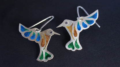 Plique-a-jour Hummingbird Earrings