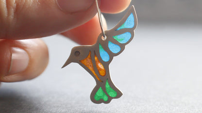 Plique-a-jour Hummingbird Earrings