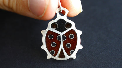 Champlevé Cloisonné Enamel Ladybug Pendant