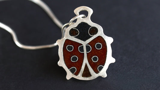Champlevé Cloisonné Enamel Ladybug Pendant