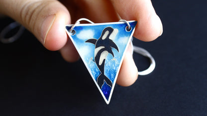 Champlevé Cloisonné Enamel Orca Pendant