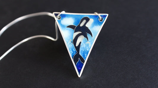 Champlevé Cloisonné Enamel Orca Pendant