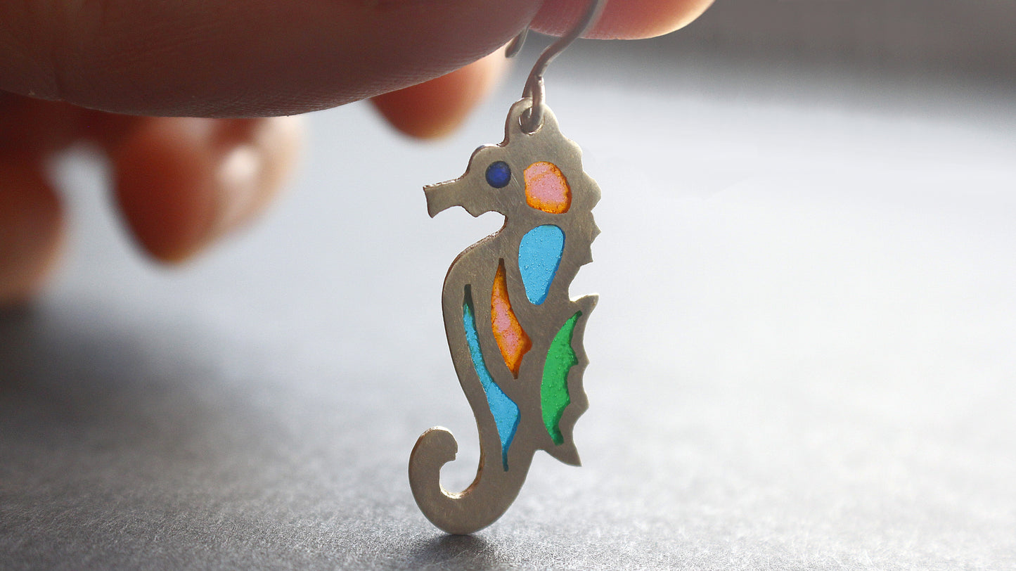 Plique-a-jour Seahorse Earrings