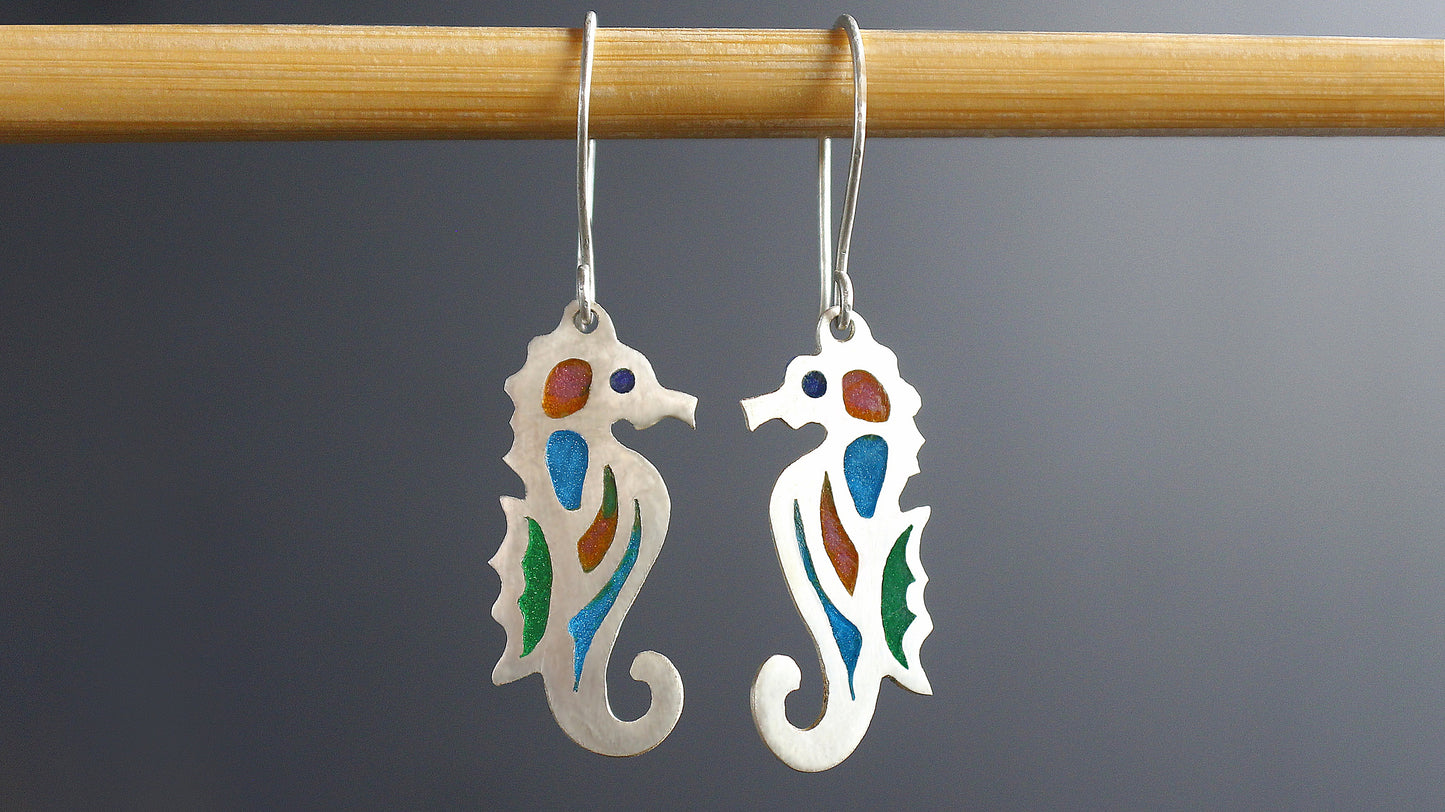 Plique-a-jour Seahorse Earrings