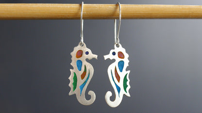 Plique-a-jour Seahorse Earrings