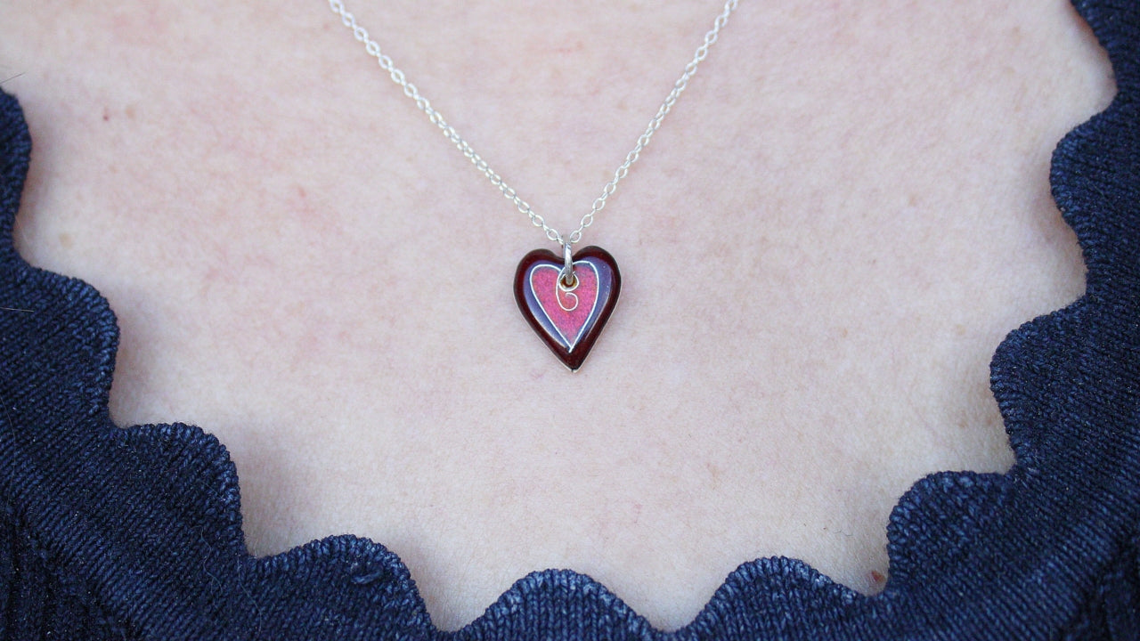 Cloisonné Enamel Heart Charm