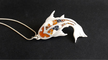 Champlevé Cloisonné Enamel Koi Fish  Pendant