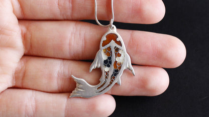 Champlevé Cloisonné Enamel Koi Fish  Pendant