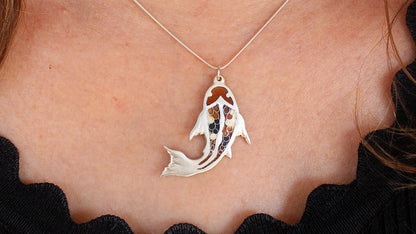 Champlevé Cloisonné Enamel Koi Fish  Pendant
