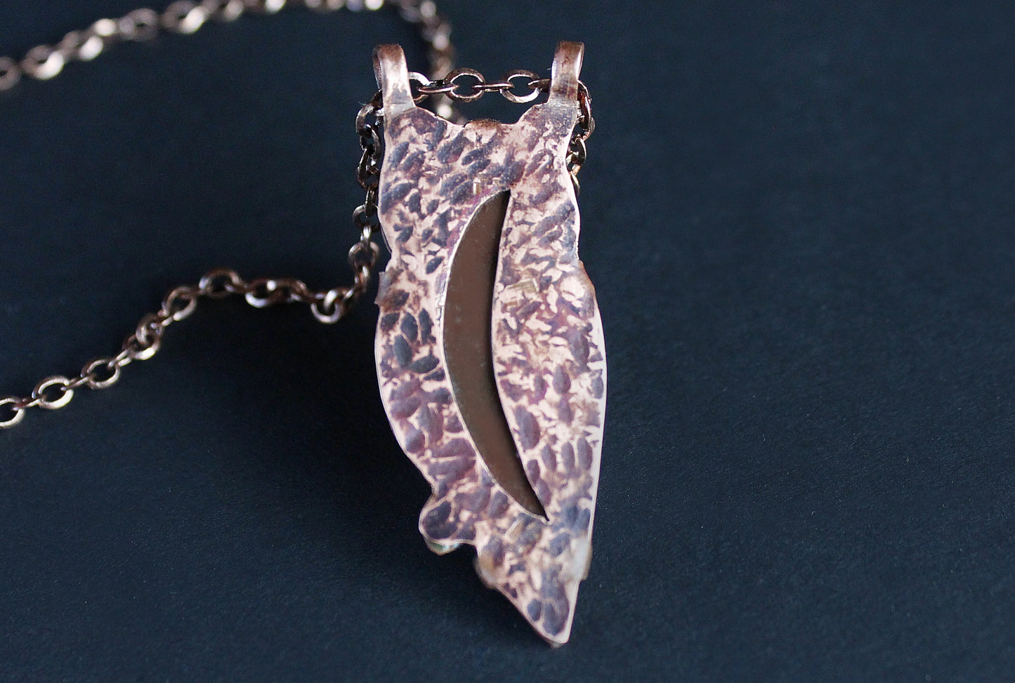 Copper Cloisonné Great Horned Owl Pendant