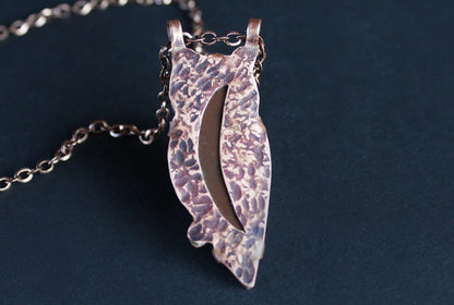 Copper Cloisonné Great Horned Owl Pendant