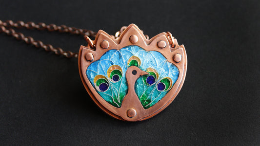 Cloisonne Champleve Enamel Peacock Pendant