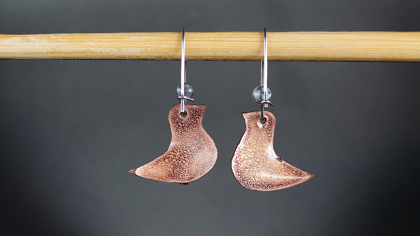 Filigree Enamel Pink Bird Earrings