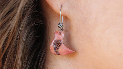 Filigree Enamel Pink Bird Earrings