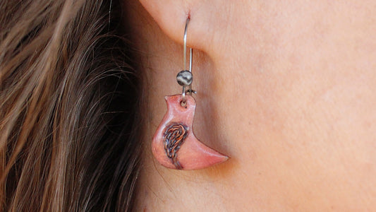 Filigree Enamel Pink Bird Earrings
