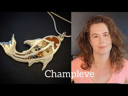 Champlevé Cloisonné Enamel Koi Fish  Pendant